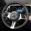 Ručně šitý protiskluzový černý kožený potah na volant pro Mercedes Benz C260 E300L GLB200 GLE -