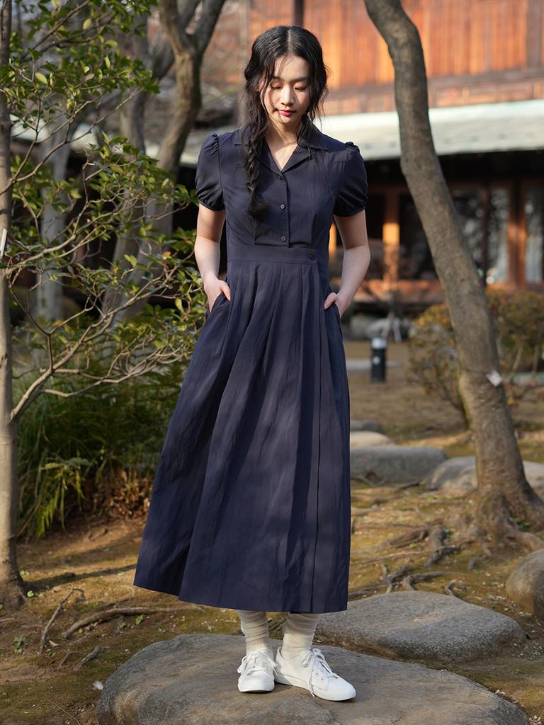 Laengaenlu Jade Shirt Dress(Jade)_Navy