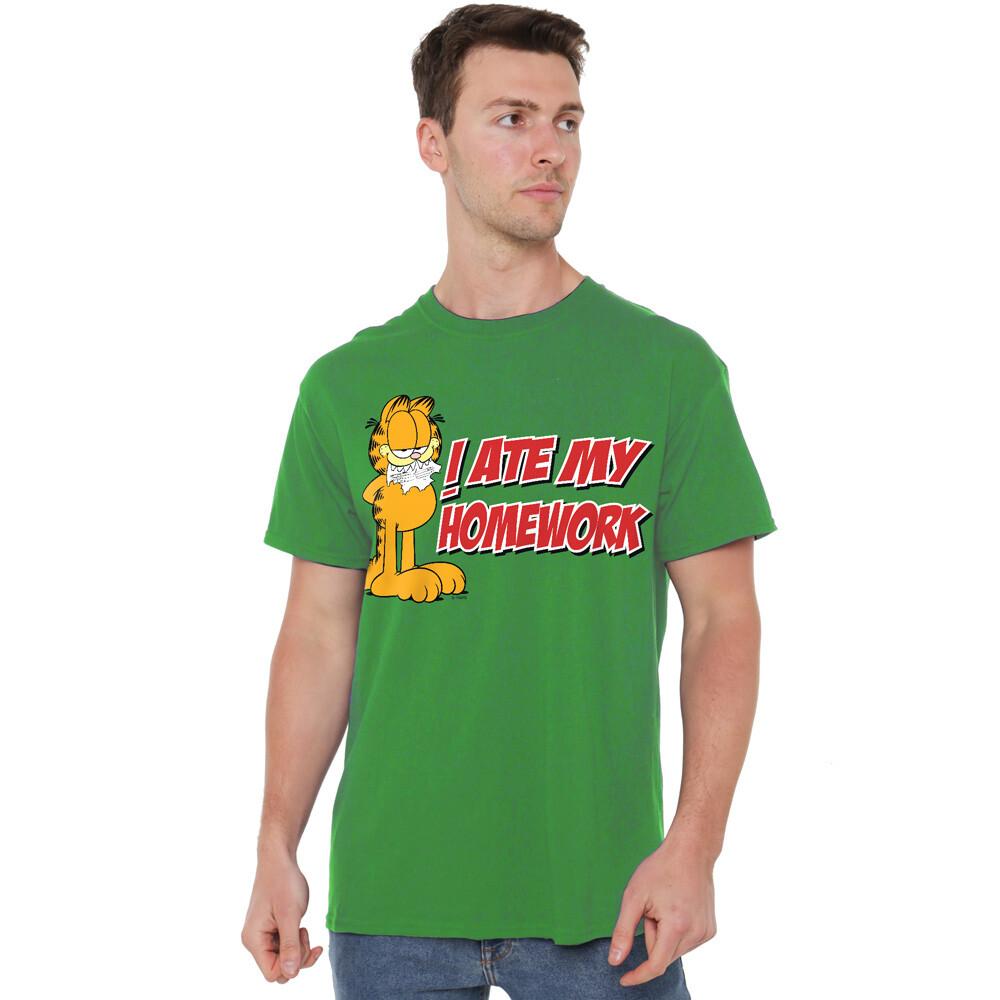 Garfield I Ate My Homework T-Shirt S-4XL Kelly Green XXXL