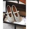 French Leather Round Head Rhinestone Rivets Mary Jane Single Shoes Women's 2025 Spring New Comfortable Flat Ballet Shoes
