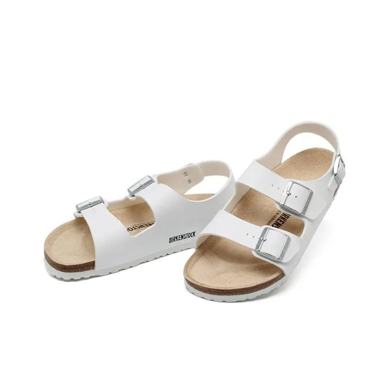 Birkenstock Unisex Simple Casual Double Buckle Sandals White 0034731 42