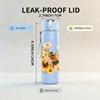 1PC Sunflower Wild Stem Flower Print 750ml Color Plastic Sports Water Bottle Leakproof Flip Straw Lid Suitable for Sports Office Home Use