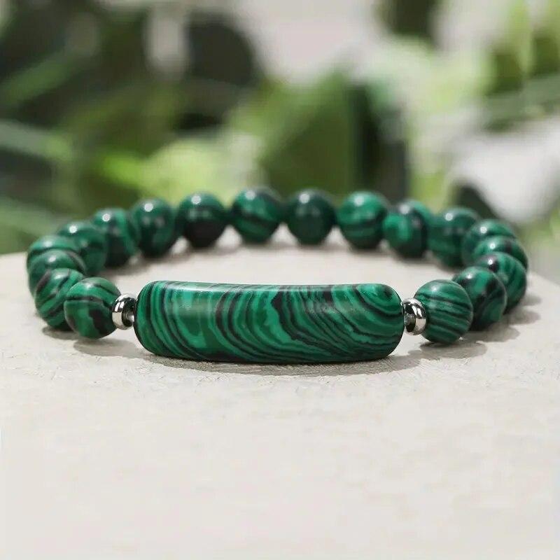 1pc Handmade Stone Bracelet Turquoise Malachite Gemstone Crystal Rough Bracelet Body Energy Yoga