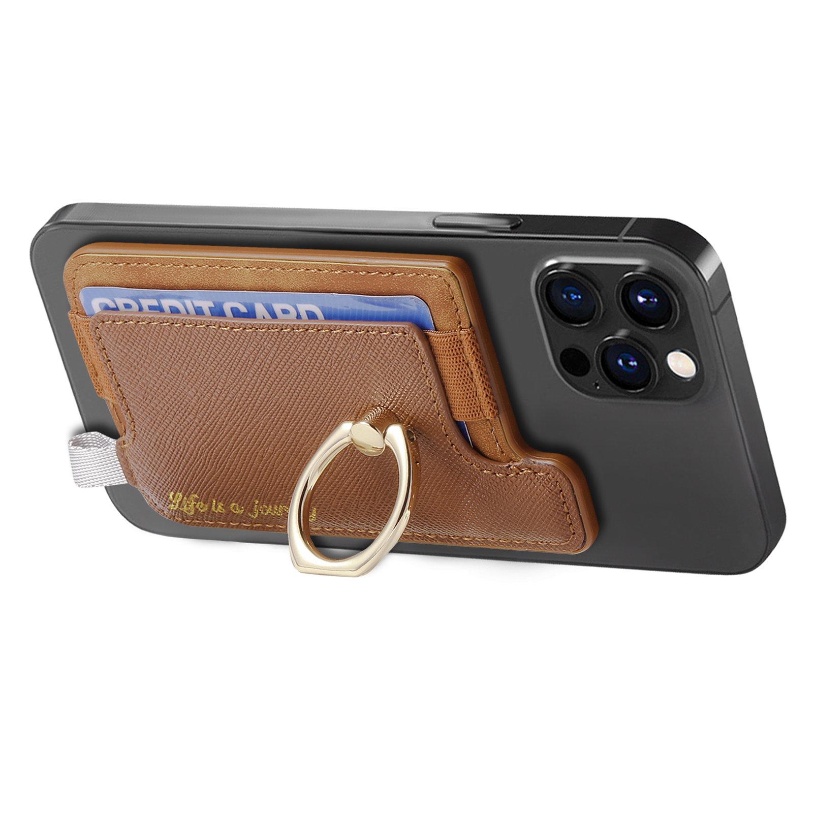 

MC-W13 Magnetic Card Holder Ring Kickstand Leather Card Bag Sleeve Pouch Black