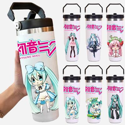 30oz Anime Hatsune Miku Nadruk Prosty Jednolity Kolor Stal Nierdzewna Termos Kubek na Wodę Izolacja Termiczna Zimny Kubek Lodowy Prezent dla Dziecka