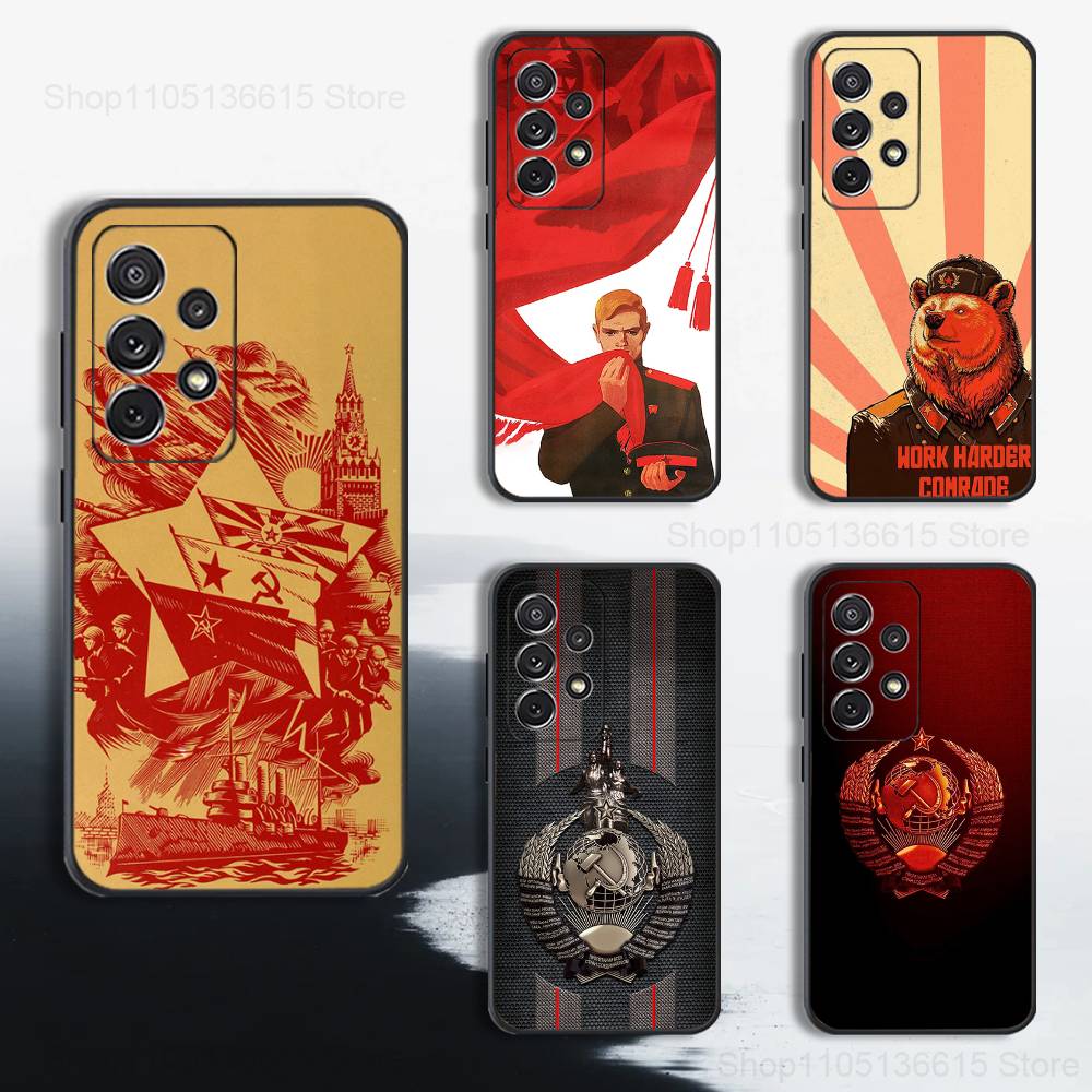 Great USSR Russian Banner Phone Case For Samsung S25,S24,S23,S22,S21,S20,S10,S9,Ultra,Plus,Lite,FE,Soft Silicone Black Cover