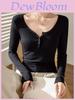 T Shirt Women Long Sleeve Slim Fit Pure Cotton Ribbed Fabric For Autumn Winter Style
