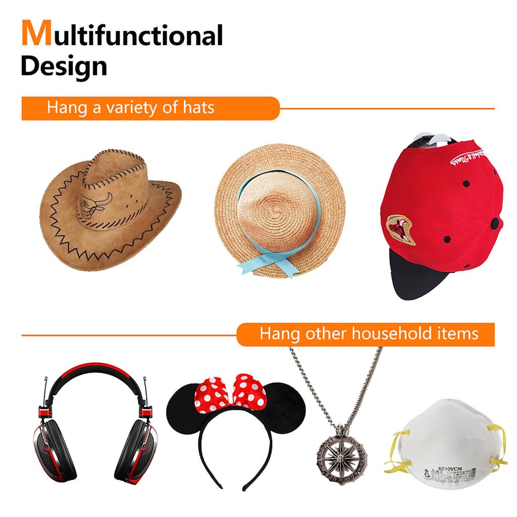 2pcs Baseball Hook Hat Sticky Hook Markless Hat Hook Simple Headphone Necklace Storage