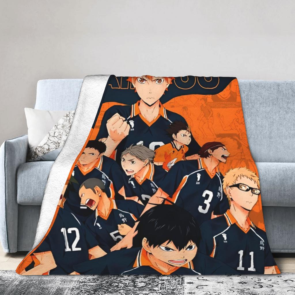 Haikyuu  Blankets Fleece Anime Warm Throw Blankets for Outdoor Travel Bedspread