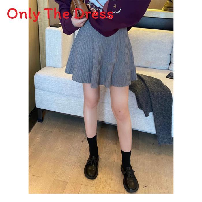 Elegant Knit Pleated Skirt For Women With Elastic Waist For Office Wear