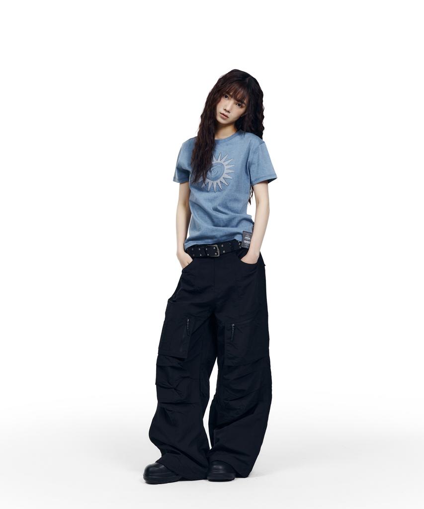AAKAM Washed Sun Patch Half Top (Blue)