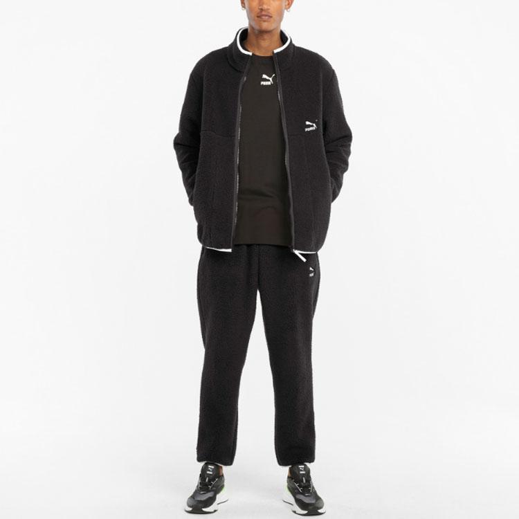 Puma Jachetă Casual cu Guler din Shearling Faux Retro pentru Bărbați Jachetă Negru 532966-01