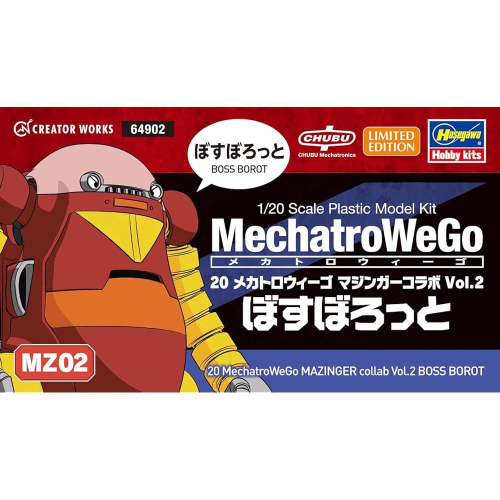Hasegawa Mecatrowego Mazinger Collaboration Vol.2 Boss Borot 1/20 Scale Plastic Model MZ02 Robot