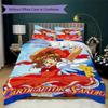 Cardcaptor Sakura Pattern Bedding uilt Set uilt Cover Pillowcase Home Decoration Birthday Gift (1 * duvet cover + 2 * pillowcase without core)