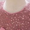 New European & American 1-Year-Old Girls' Bow Princess Dress with Puff Sleeves & Sequined Skirt
