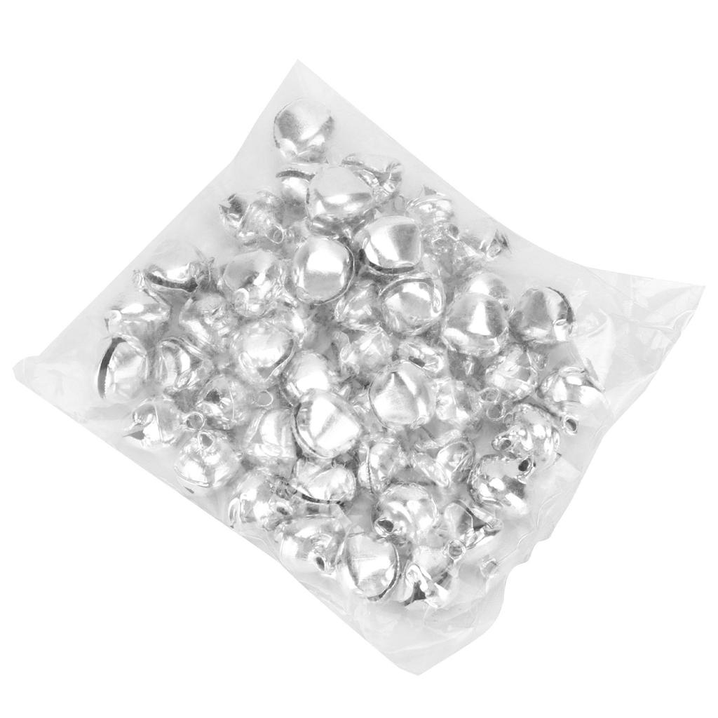 50pcs Small Bells DIY Mini Tiny Iron Jingle Bells with Hole for Craft Jewelry Festival Birthday DecorationSilver