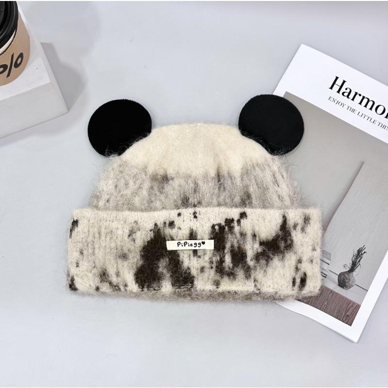 Cute cat ears wool hat female winter gradual change color ear hat cold age reduction versatile face small knitted cold hat