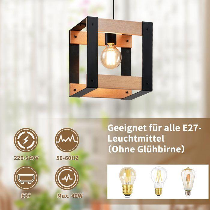 Lampe à suspension - NETTLIFE - 1 ampoule - métal noir - douille E27 - Scandinave/Moderne