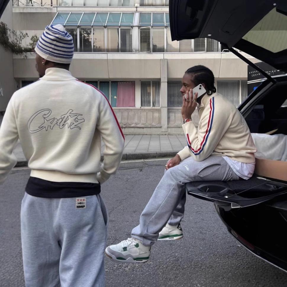 Zestaw bluzy Corteiz DRILL z haftem i kurtki Alcatraz: Modny Unisex High Street Styl Hip-Hopowy