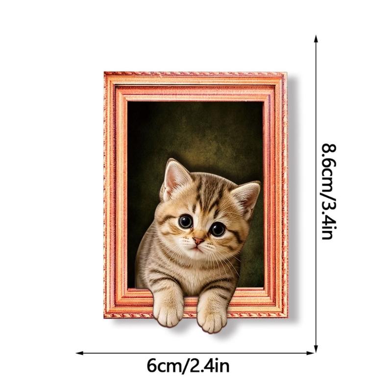 Whiteboards 3D Cats Magnets Decors with Framed Wood Design for Refrigerator Lockers Note and Home Office Accent Display