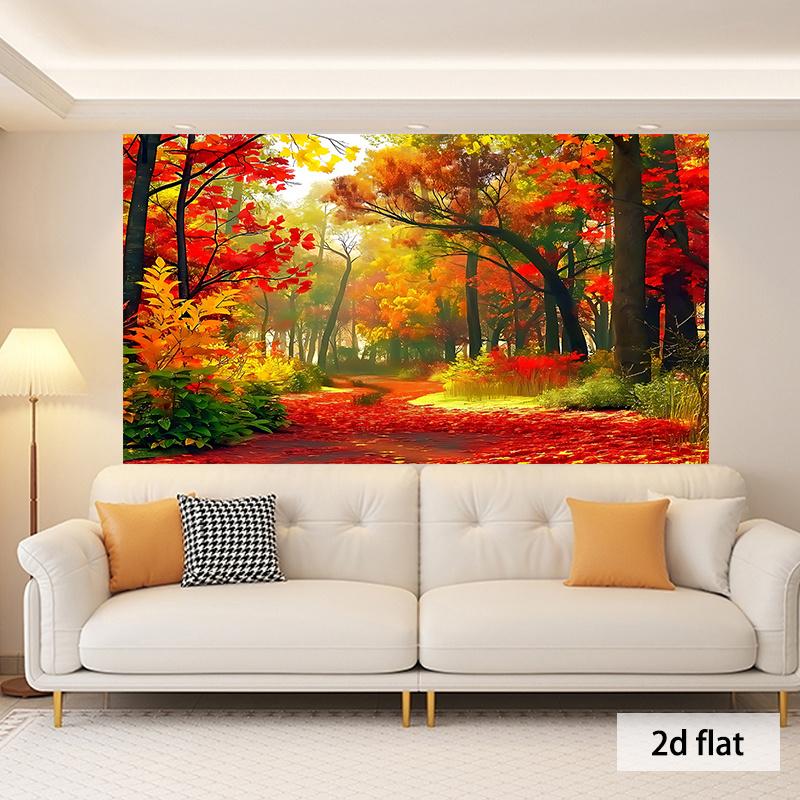 (Party Banner) 1 Piece 2D Flat Autumn Trail Passing Through Vivid Forest Background Decorative Background Photo Propszyc