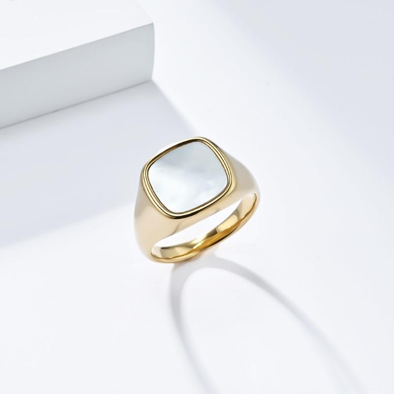 Quadratische gestempelte Muschel-Set Titan-Ring-Eheringe für Männer und Frauen Pendler-Modeaccessoires