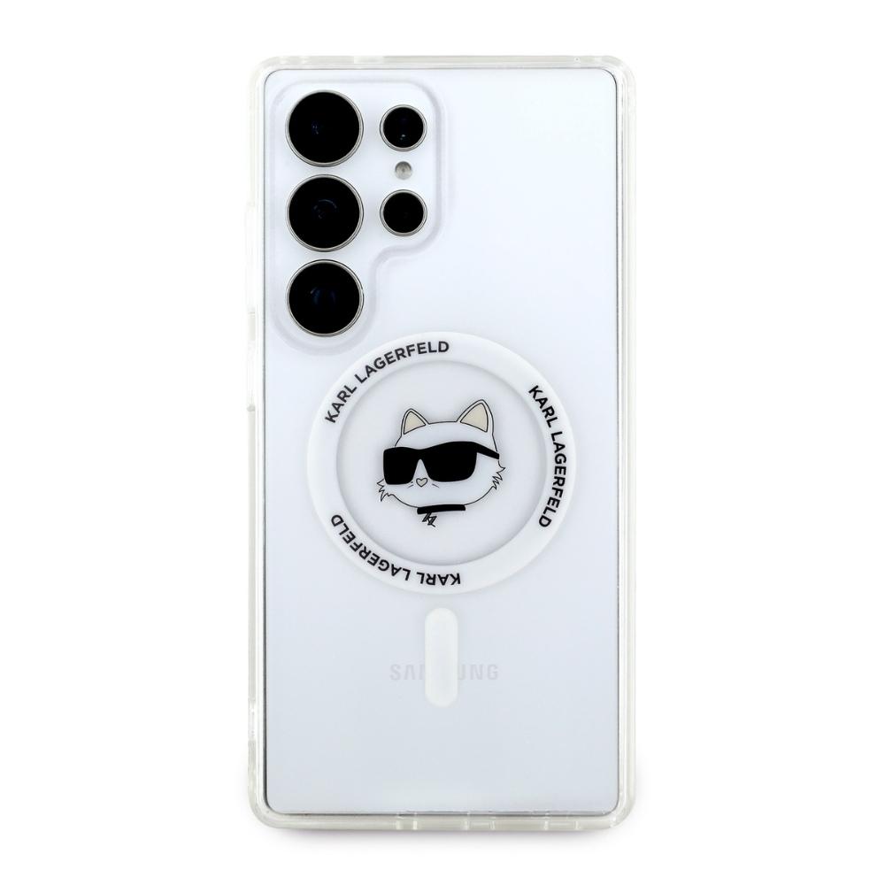 Karl Lagerfeld Button Choupette Case Printed Logo Magsafe For Samsung Galaxy S25 Ultra White