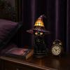 Halloween Room Decor Witch Hat Lamp Stained LED Light Table Lamp with Warm Glow Gothic Reading Nook Night Light for Bedroom Mantel Bookshelf