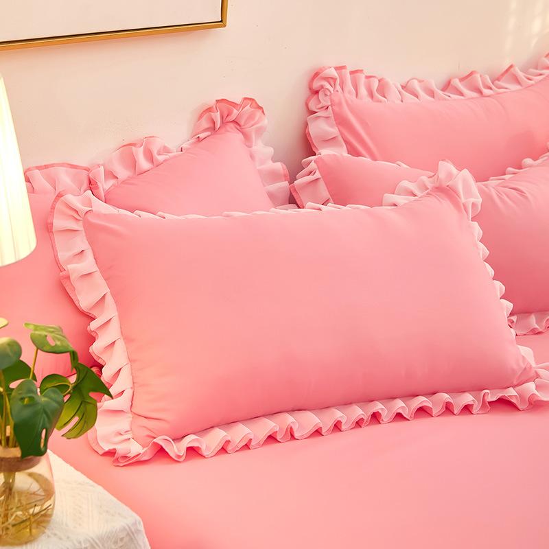 48*74cm Princess Style Pink Cake Layered Lace Pillowcase Splice Ruffle Edge Pillowcase European Style Hotel Home Bedding PillowsProtective Covers