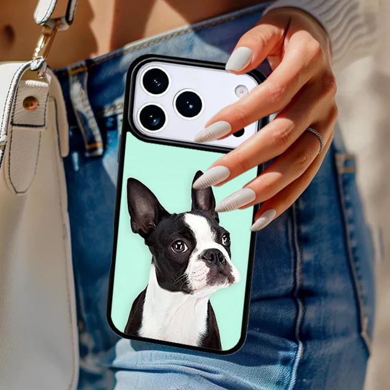 Boston Terrier Dog Faces Phone Case For iPhone 17 Air 14 15 13 12 Max Cover For Apple 14 15 16 16e 11 Pro Max Plus Coque
