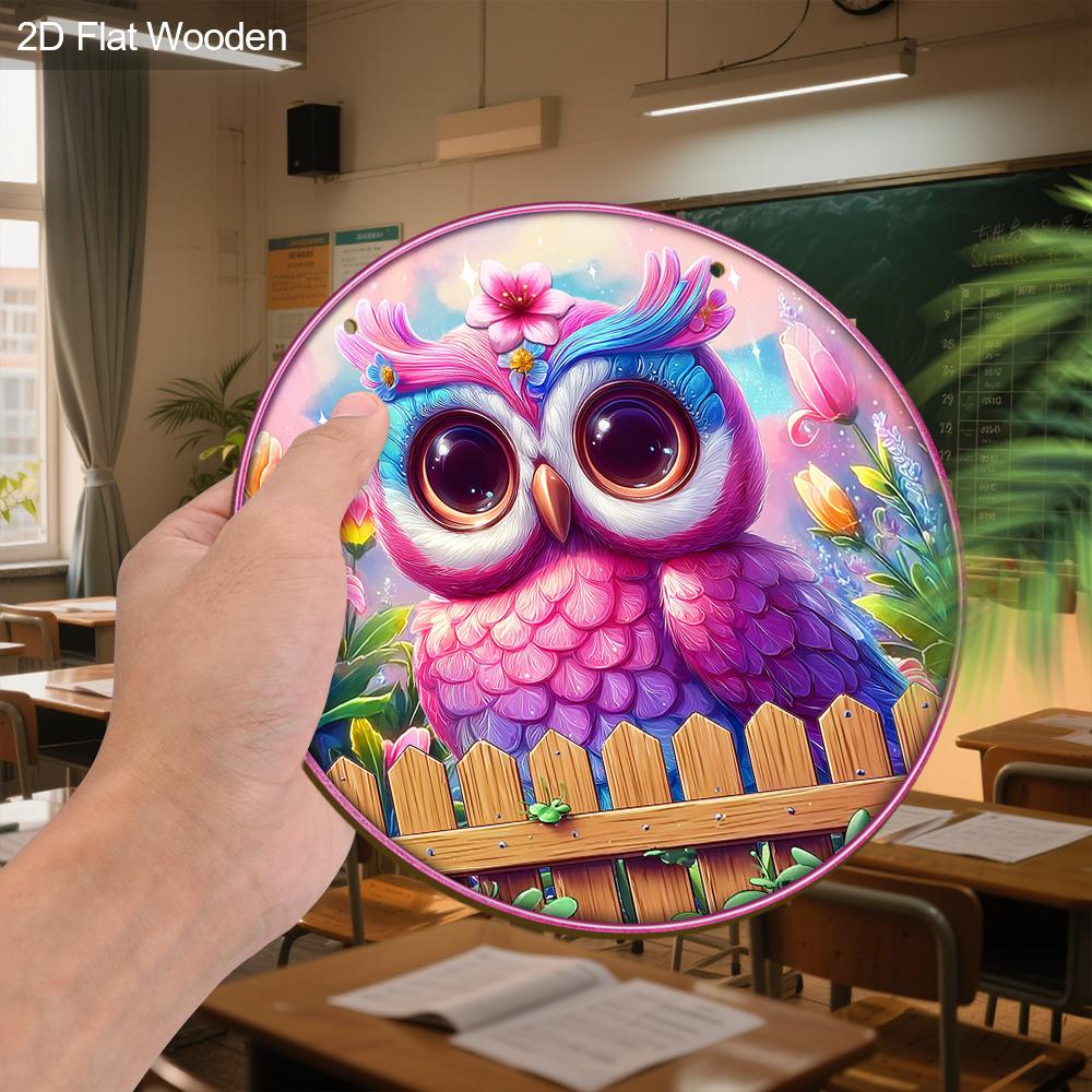 Colorful Wooden Sign with Adorable Owl Pattern Design - Unique Wall Pediments - Ideal for Front Door, Yard, Porch, Room Decor