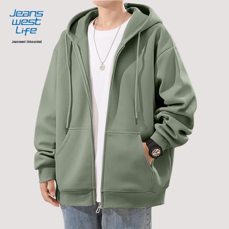 JEANSWEST LIFE Men's Casual Hooded Zipper Sweatshirt