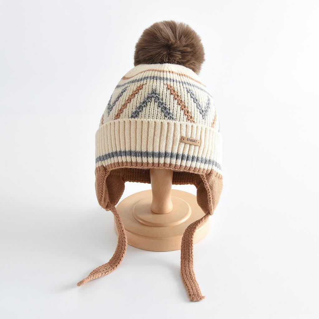 Stilvolle Retro-Strickwollmütze für Kinder für Herbst und Winter - Warm, Vielseitig, Winddicht und Ohrenschützend. Geeignet für Jungen und Mädchen.
