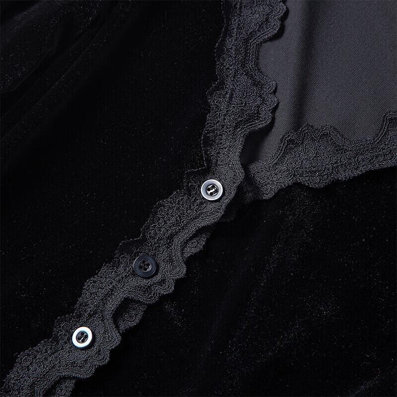 Women's Elegant Lace Trim V-Neck Long Sleeve Blouse