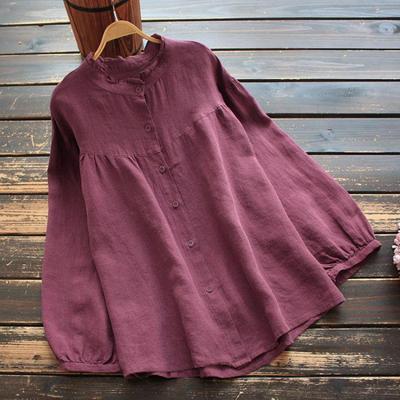 Spring Autumn Plus Size Women's Clothing Long Sleeved Loose Casual Women's Clothing Cotton Linen Shirt Women