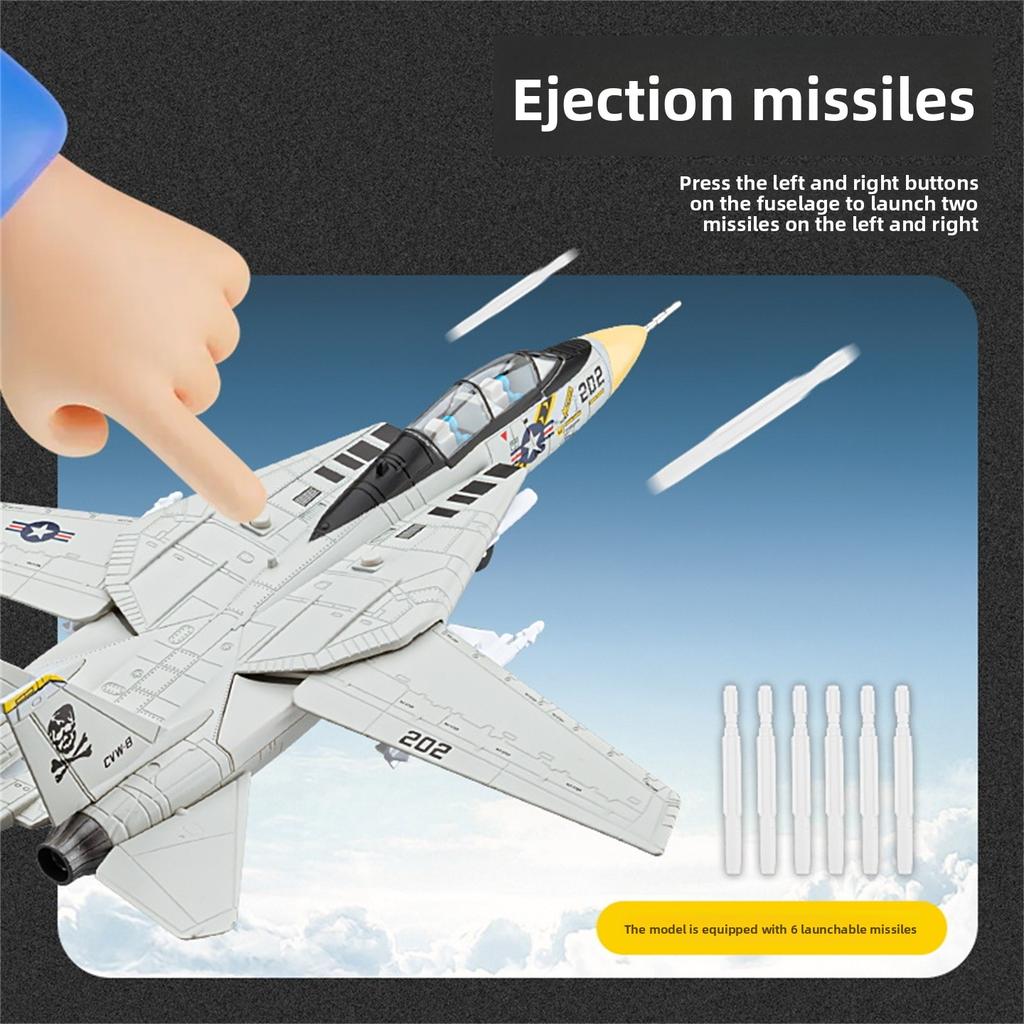 1:72 Scale F-14 Tomcat Fighter Jet Model - White & Black ABS Plastic Aircraft With Detailed Design, 10.24inch Length