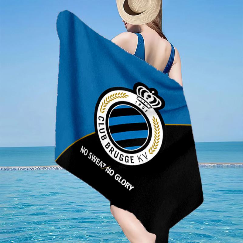 1pz Telo da Spiaggia con Stemma Club Brugge FC - Morbido, Assorbente in Microfibra, Leggero, Ideale per la Spiaggia, Feste, Viaggi, Campeggio, Regali per tifosi