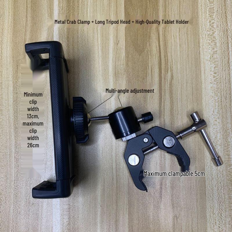 Universal Gimbal Tripod Clamp: Metal Crab Claw Mount for Phone, Tablet, Live Streaming, and Mobile Accessories