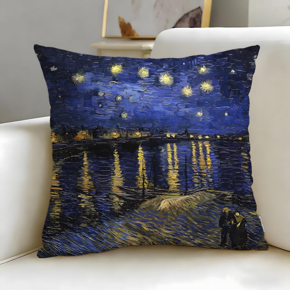 כיסוי כרית קלאסי של האמן וינסנט ואן גוך – רך וקל לכביסה – רב-שימושי לספה, למיטה, לנסיעות ולמשרד