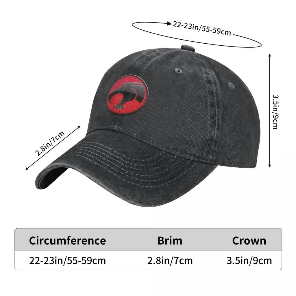 Washed Denim Thundercats Logo Baseball Cap Unisex Spring Autumn Snapback Hat Thundercats Vs HiMan Cheetara 80s Retro Casquette
