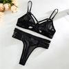 Transparent Mesh Non Wired Motorcycle  Lingerie Set Underwear