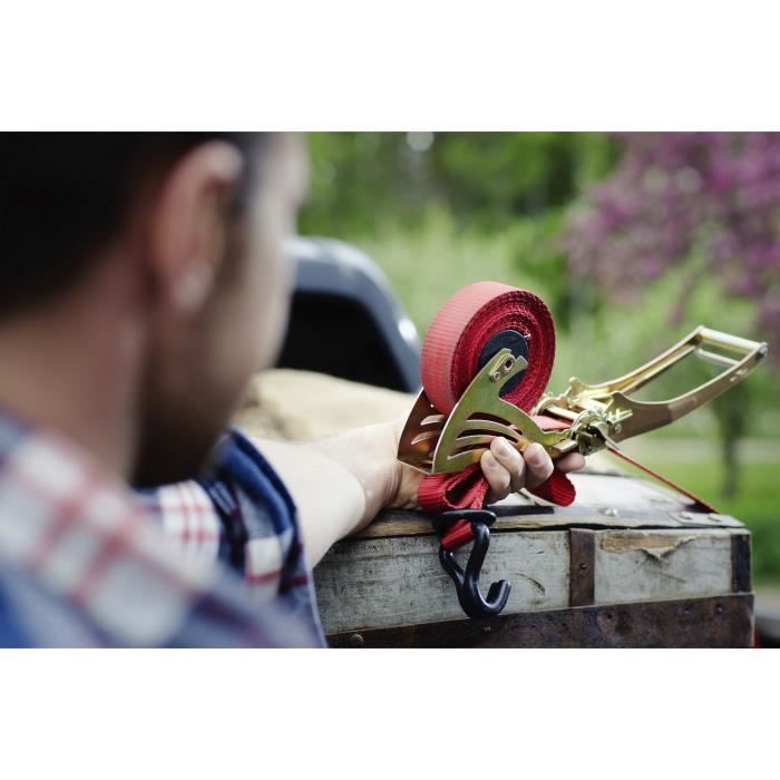 Sangles d'arrimage à cliquet - chargeur rapide 400/800 kg - 4,5 m - crochets en s