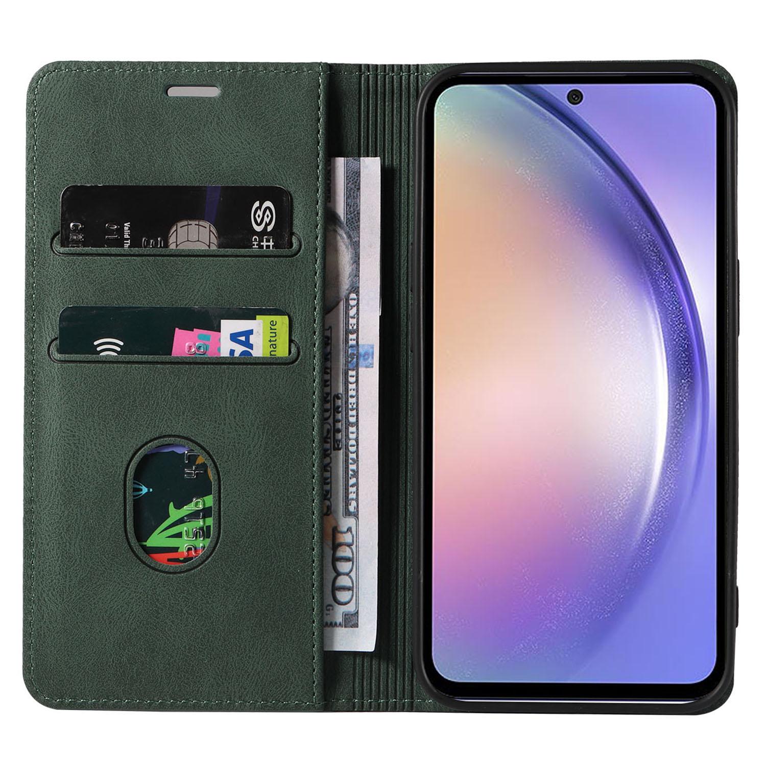 

For Samsung Galaxy A36 5G Case Wristband Design Stand Magnetic Leather Phone Wallet Cover Blue