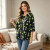 Women's Casual 3/4 Sleeve Hooded Christmas Print Top Festive Pullover T-Shirt for Holiday Outfits