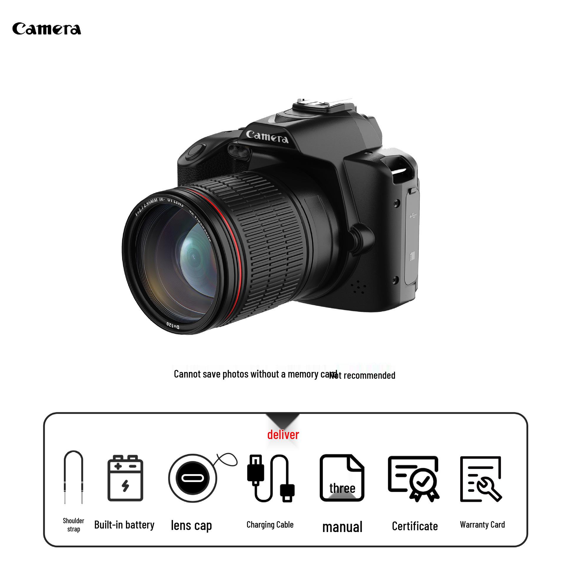 

Ретро бездзеркальна 4K HD 64MP WiFi цифрова камера D5 з функцією селфі