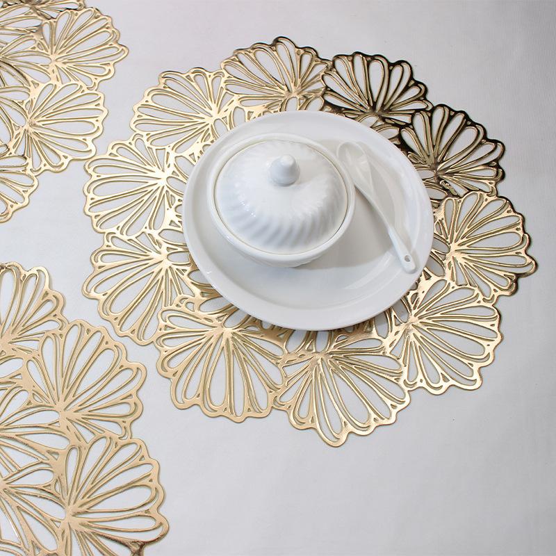 PVC Hot Golden Anti-hot Table Mats, Bowl Mats, European Simple Dining Table Heat Insulation Mats, High-end Western Dining Mat
