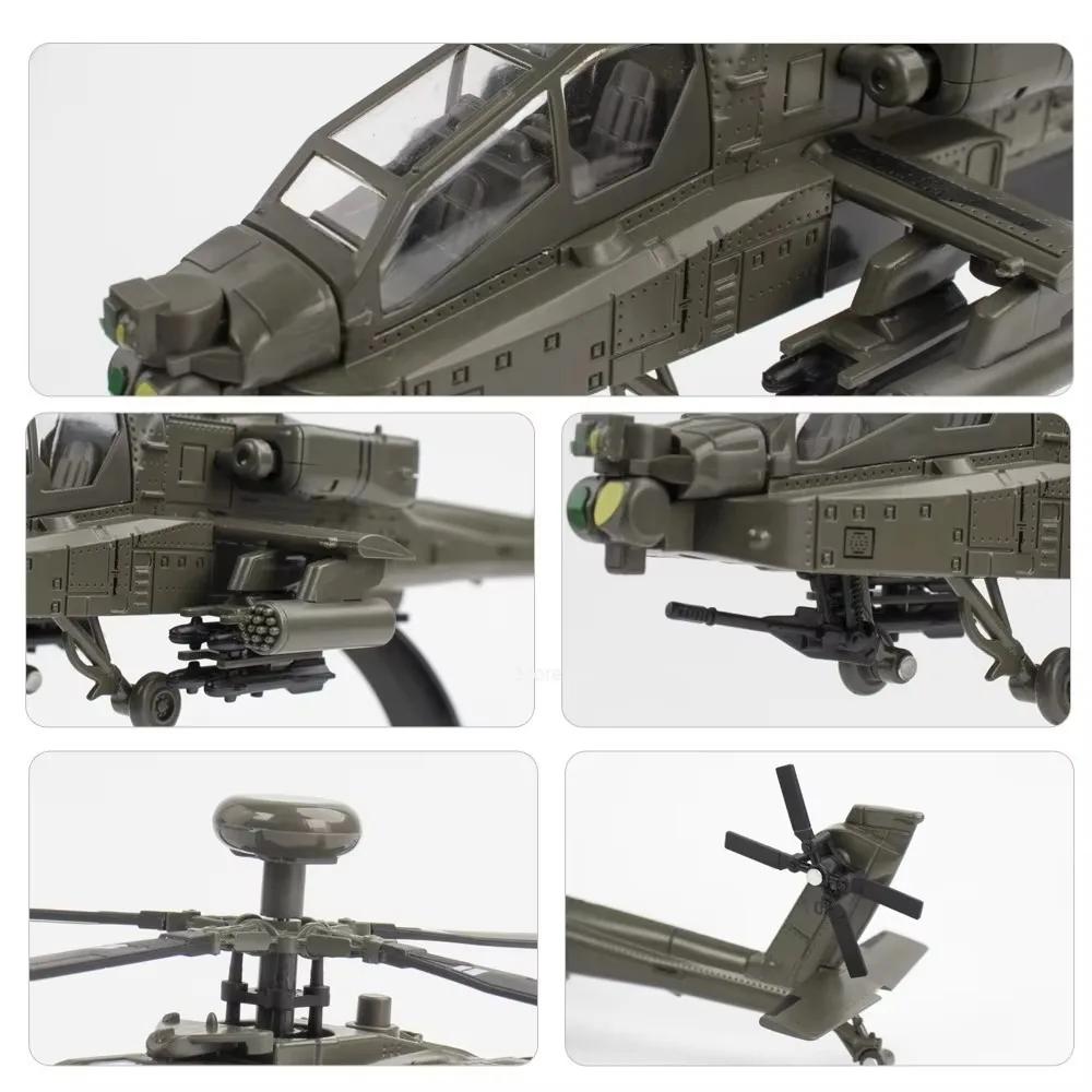 1:32 Scale AH-64 Airplane Model Toy Car Alloy Diecast Rotatable Propeller Sound Light Fighter Vehicle Models for Kids Gifts