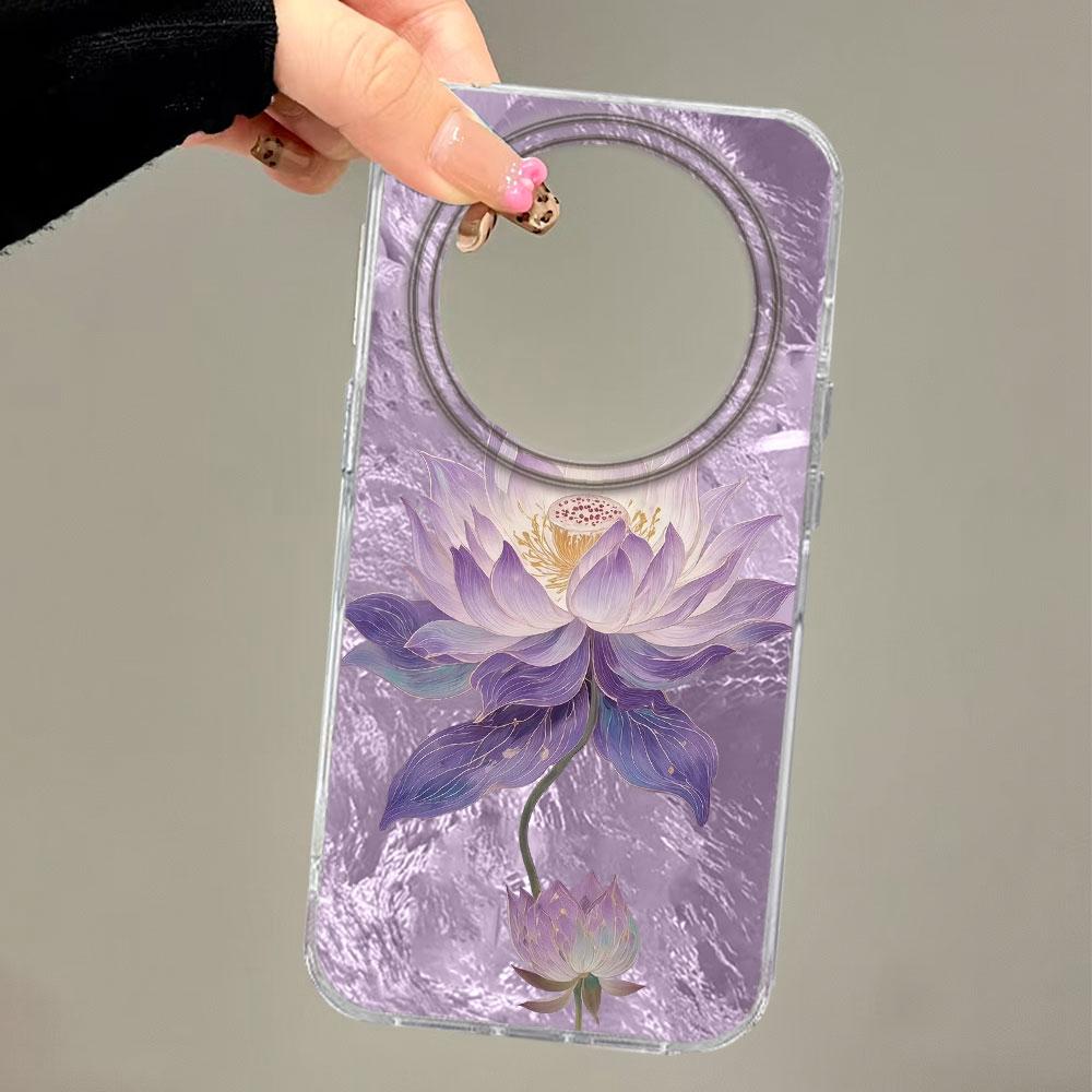 For Honor 400 Pro Magic7 200 Lite X9a X8c X9b X7d X9c X8a X8b X6c X6b Pink Lotus Flower Glitter Korean Women Phone Case Cover