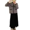 Temperament round neck versatile and thin imitation double-sided coat small autumn and winter cardigan women's trend