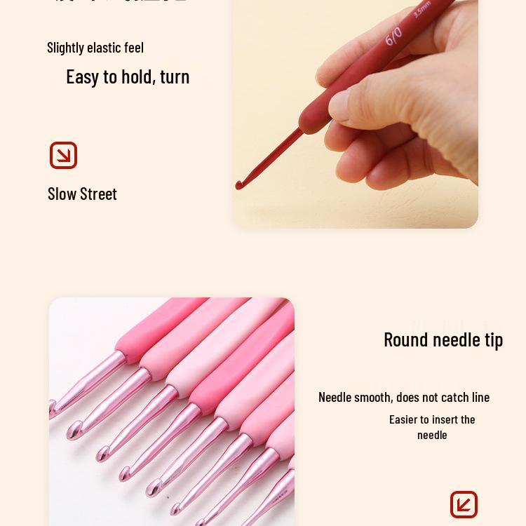 Beginner Soft-Grip Crochet Hook Set for DIY Knitting and Micro-Hooking